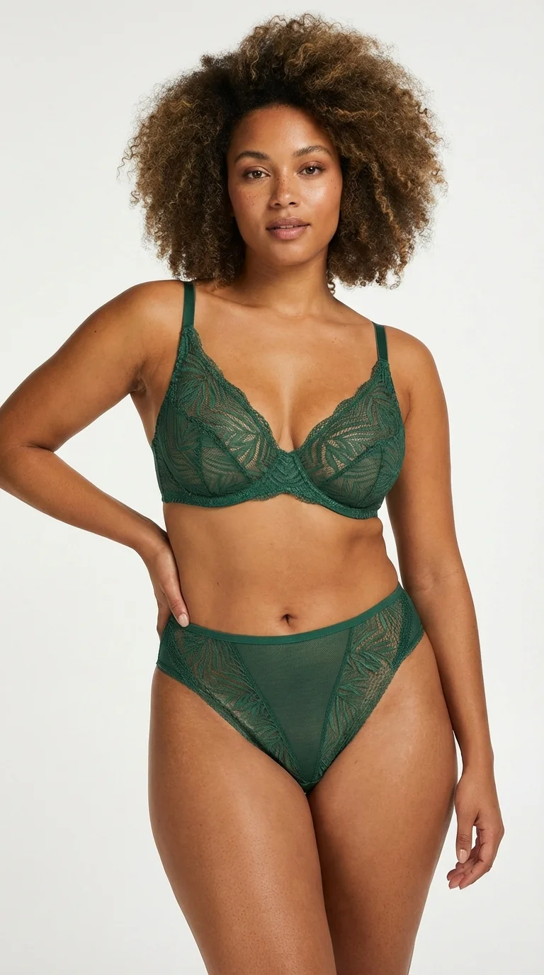 Orta Bikini Külot Tül Yan Bant Şeffaf İç Çamaşırı Model Mint Green - Arka Görünüm - LunaIntim